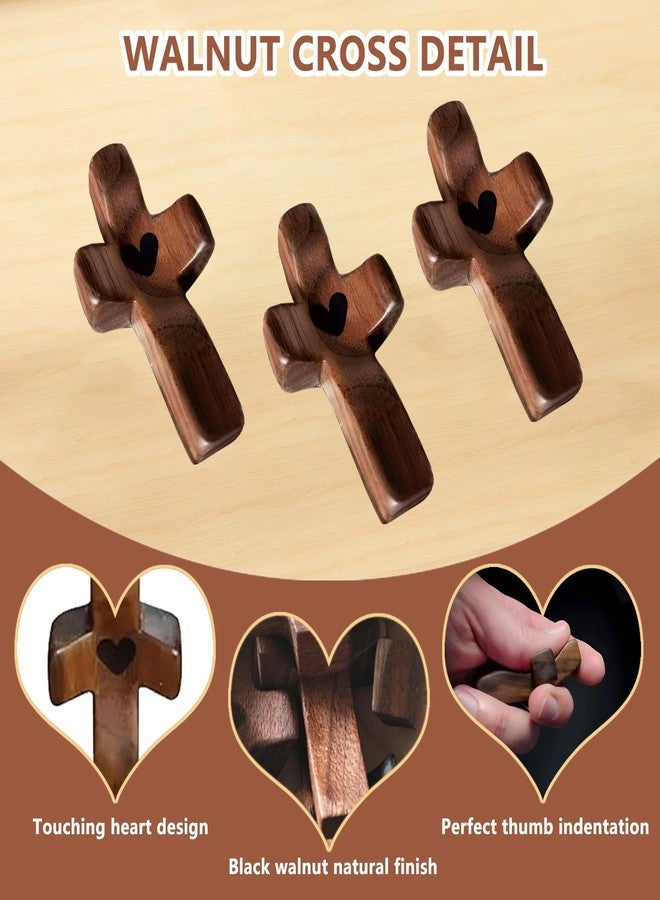 JIUKONG 30-Pack Wooden Cross Fidget, Handmade Pocket Wood Crosses, Cross My Heart | Encouragement Gift, Relieve Anxiety for Yourself, Inspirational Easter Gift for Christian Faith, Prayer, Christmas Gifts - Image 3